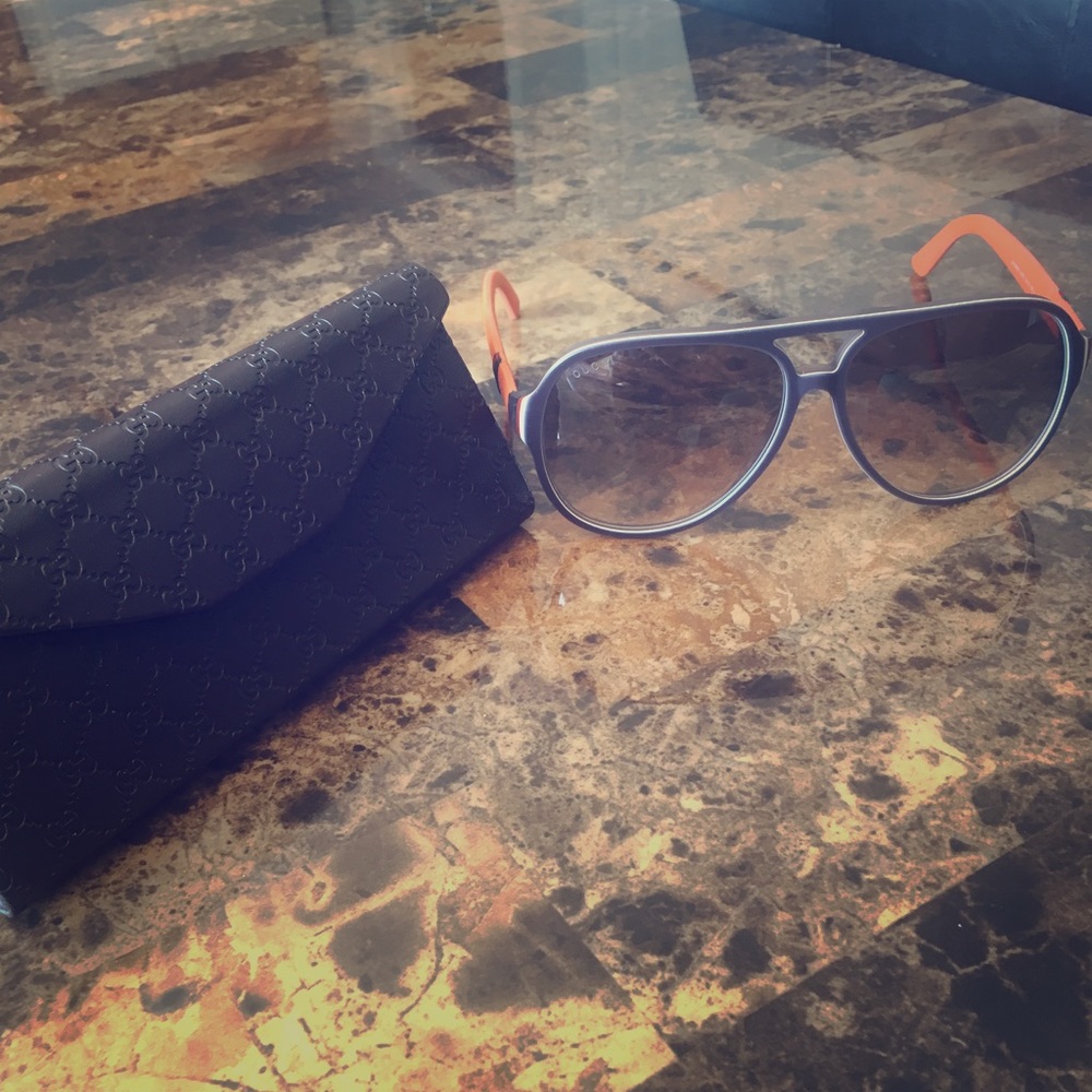 Authentic gray and orange Gucci sunglasses